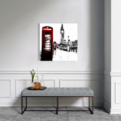 Canvas 24 x 24 - Telephone box and big ben of london