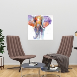 Canvas 24 x 24 - Colorful walking elephant