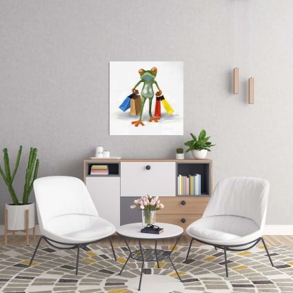 Funny frog with shopping bags