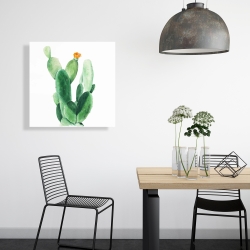 Canvas 24 x 24 - Watercolor paddle cactus with flower