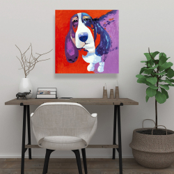 Canvas 24 x 24 - Abstract colorful basset dog