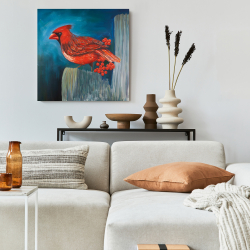 Canvas 24 x 24 - Redbreast bird on a branch