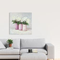 Canvas 24 x 24 - Hydrangea flowers in pink vases