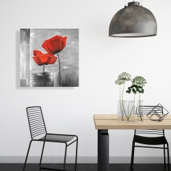Canvas 24 x 24 - Two red flowers on a grayscale background