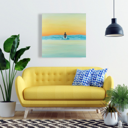 Canvas 24 x 24 - A surfer swimming by dawn