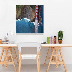 Canvas 24 x 24 - Overhead view of the golden gate and mountains