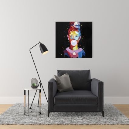 Colorful audrey hepburn portrait with bubblegum