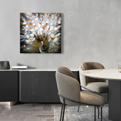 Canvas 24 x 24 - Abstract color spotted peacock
