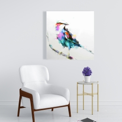Canvas 24 x 24 - Colorful abstract bird on a branch