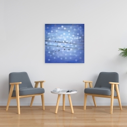 Toile 24 x 24 - Oiseaux sur ciel bleu scintillant