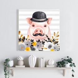 Canvas 24 x 24 - Small detective pig
