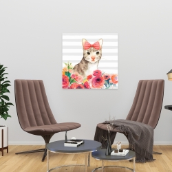 Toile 24 x 24 - Petit chat de fleur