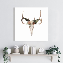 Canvas 24 x 24 - Deer skull with roses