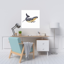 Toile 24 x 24 - Baleine bleue aquarelle