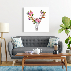 Toile 24 x 24 - Crâne de cerf avec fleurs