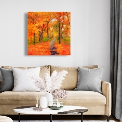 Canvas 24 x 24 - Autumn trail in the forest