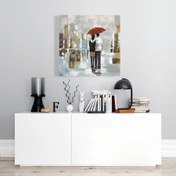 Canvas 24 x 24 - Couple walking under their umbrella