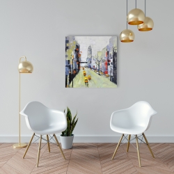 Canvas 24 x 24 - Gray street with yellow and red accents
