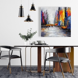 Canvas 24 x 24 - Color spotted street with taxis