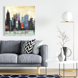 Canvas 24 x 24 - Skyline on abstract cityscape