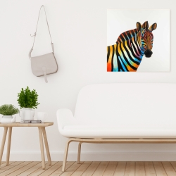 Canvas 24 x 24 - Colorful profile view of a zebra
