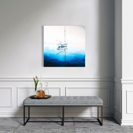 White boat on a deep blue water