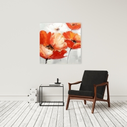 Canvas 24 x 24 - Red wild flowers in the wind