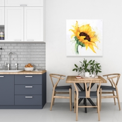 Canvas 24 x 24 - Watercolor sunflower with paint splash