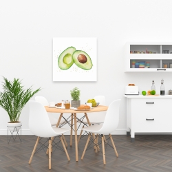 Toile 24 x 24 - Avocat ouvert à l'aquarelle