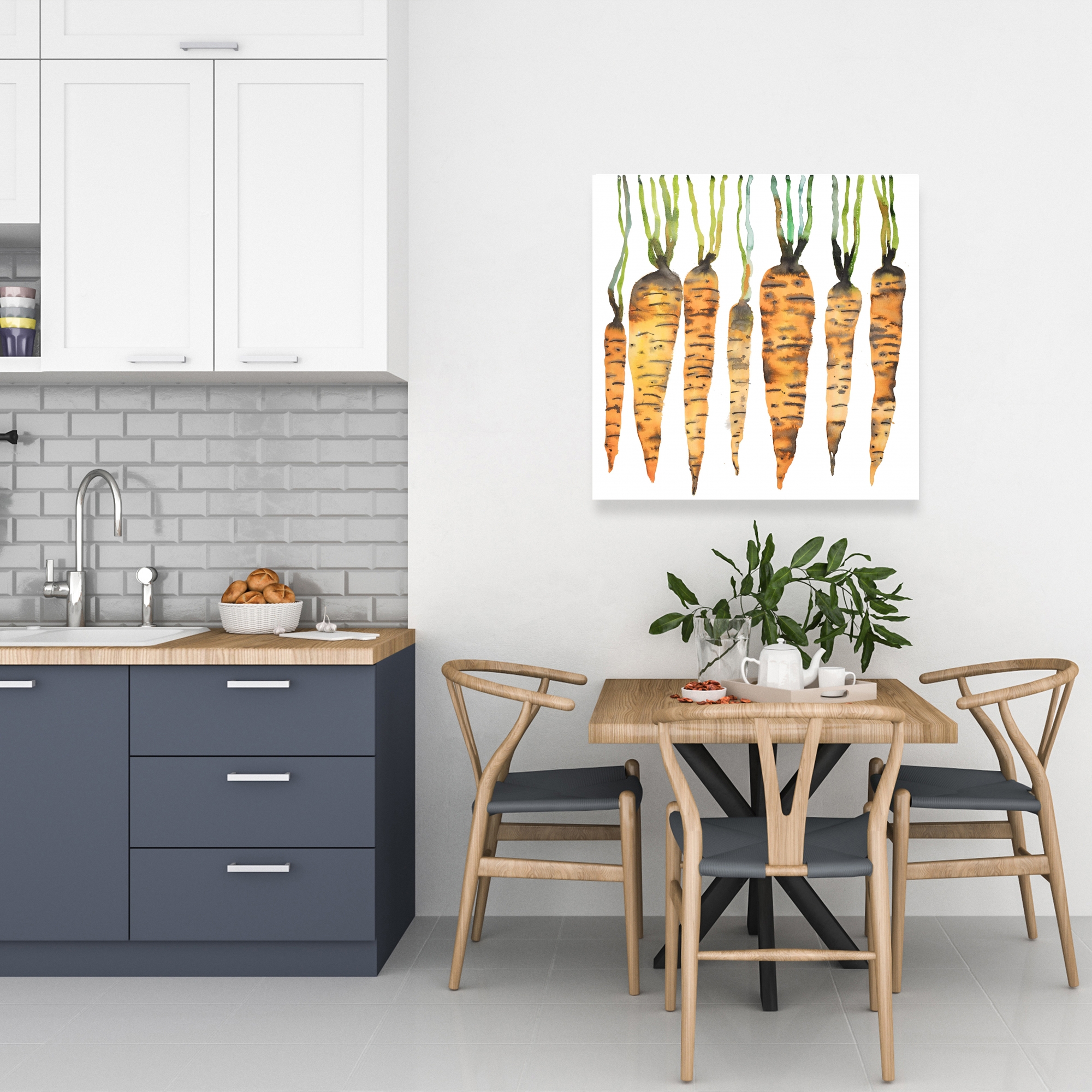 Canvas 24 x 24 - Watercolor carrots