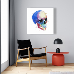 Toile 24 x 24 - Profil de crâne coloré aquarelle