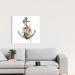 Canvas 24 x 24 - Boat anchor with flowers