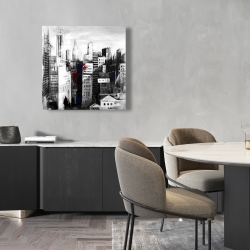 Toile 24 x 24 - Ville blanche avec éclaboussures de peinture