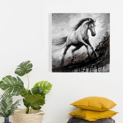 White horse in the wind