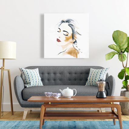 Right side watercolor serenely lady portrait