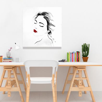 Right side watercolor serenely lady portrait
