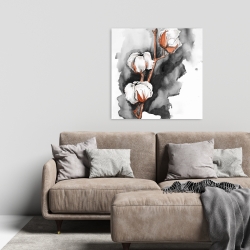 Toile 24 x 24 - Fleurs de cotton sur fond noir