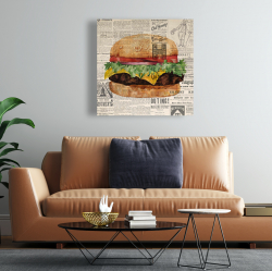 Canvas 24 x 24 - Vintage style all dressed cheeseburger
