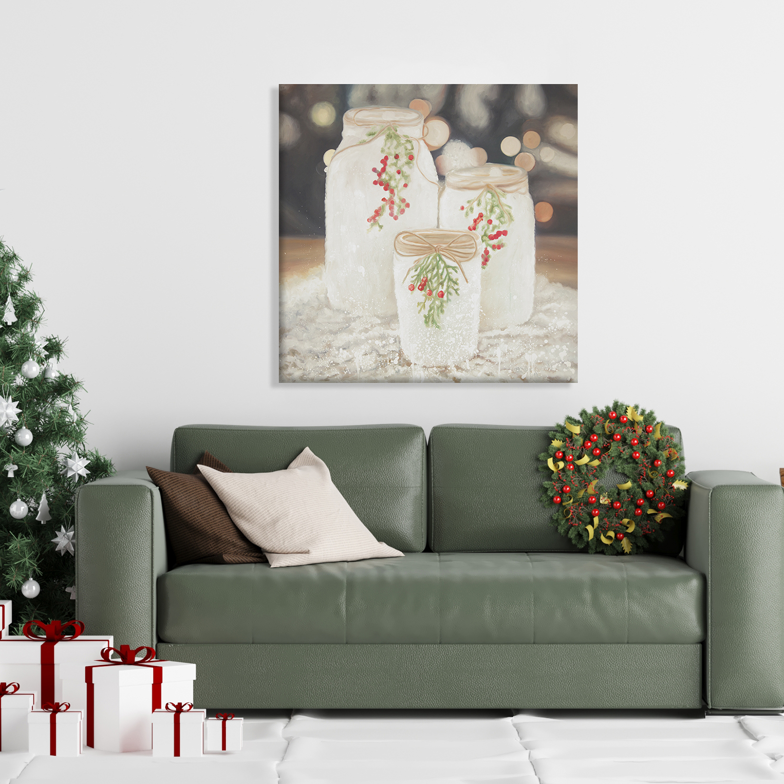 Toile 24 x 24 - Bougies de noël