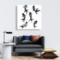 Canvas 24 x 24 - Black fishes