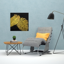 Toile 24 x 24 - Feuille monstera doré