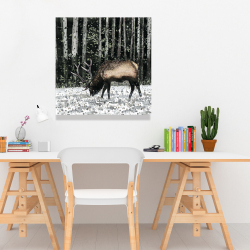 Toile 24 x 24 - Caribou dans la forêt