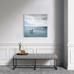 Toile 24 x 24 - Chien à la plage