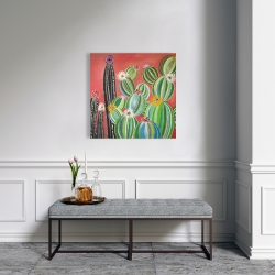 Toile 24 x 24 - Cactus en arc-en-ciel