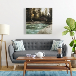 Canvas 24 x 24 - Cabin in the forest