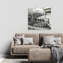 Canvas 24 x 24 - Vintage passenger locomotive 