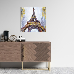 Canvas 24 x 24 - Abstract paint splash eiffel tower