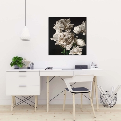 Toile 24 x 24 - Pivoines beige