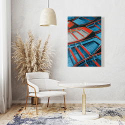 Canvas 24 x 36 - Small blue and red canoes
