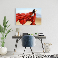 Toile 24 x 36 - Robe rouge dans le désert